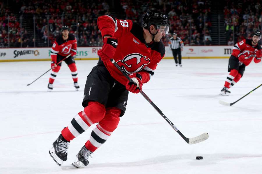 Timo Meier in azione per i New Jersey Devils