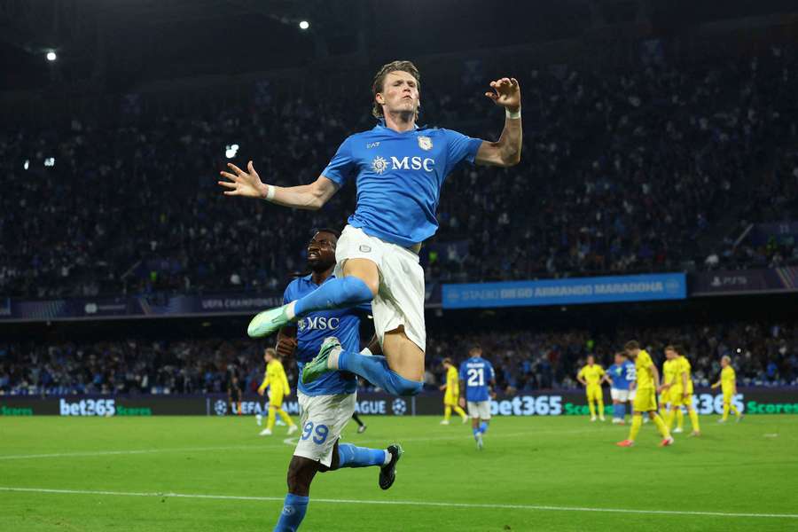 Napoli's Scott McTominay celebrates scoring their second goal