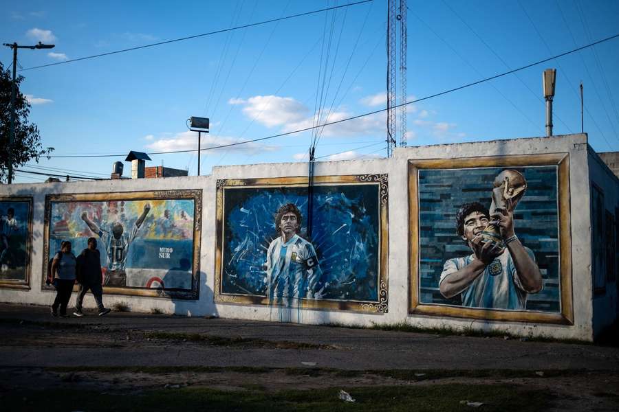A mural for Maradona in his hometown of Villa Fiorito, in Buenos Aires