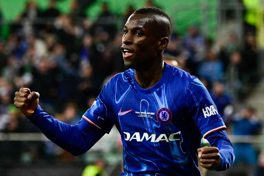 Nicolas Jackson celebrates scoring in the Conference League last season
