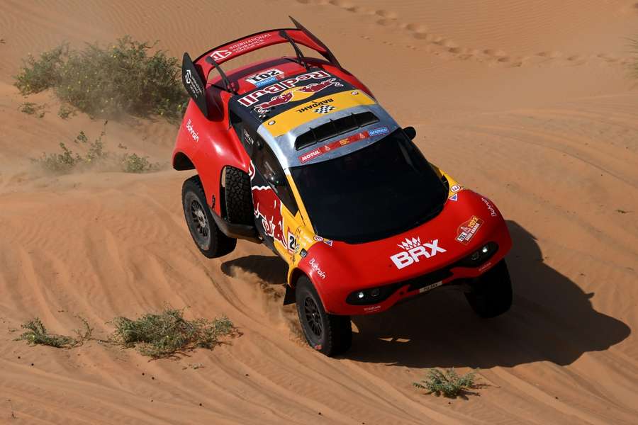 French driver Sebastien Loeb and Belgian co-driver Fabian Lurquin steer their BRX