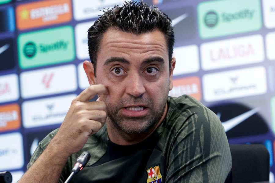 Xavi Hernandez tijdens de persco