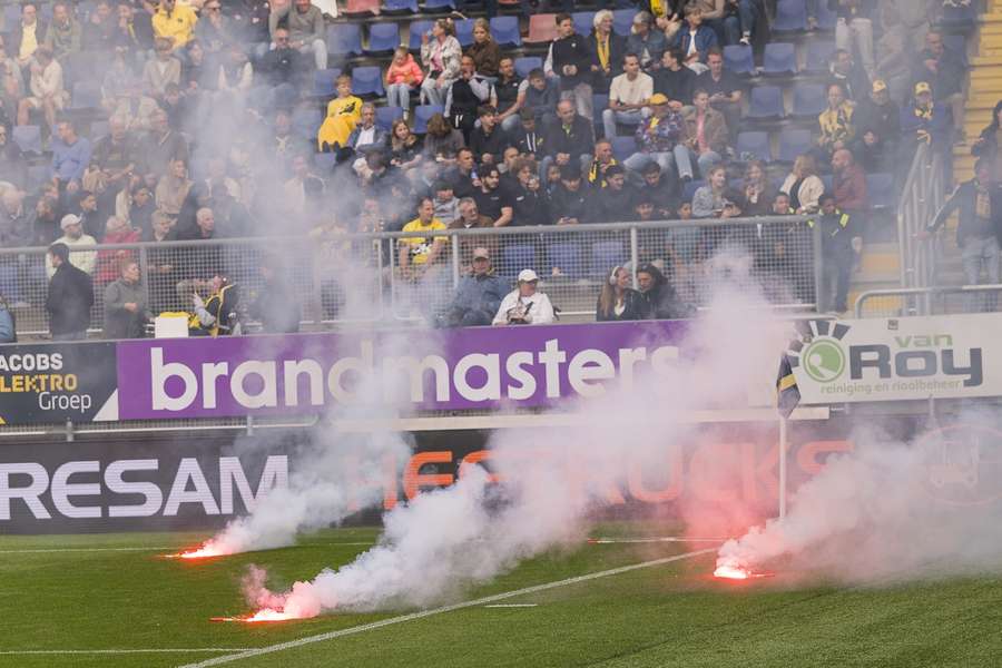 NAC Breda threw flares onto the pitch out of protest against the club board NAC Breda threw flares onto the pitch out of protest against the club board