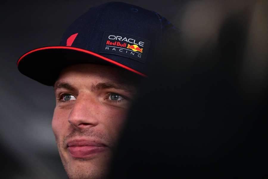 Max Verstappen tijdens de persco in Monza