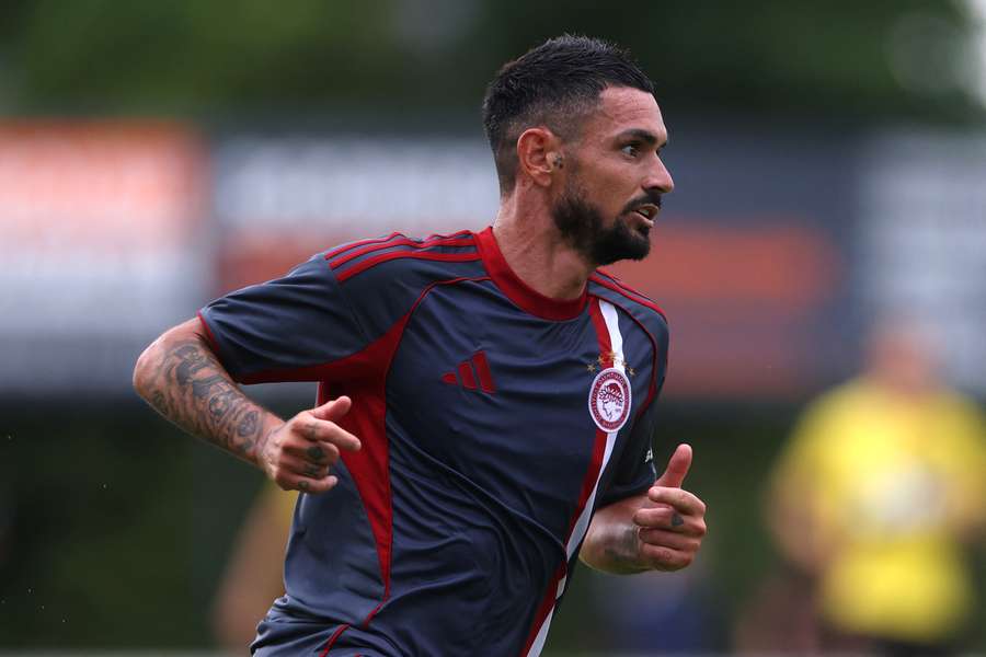 Rémy Cabella à l'entraînement avec l'Olympiakos, cette saison.