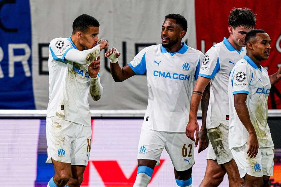 Mason Greenwood celebra bis pelo Marselha Mason Greenwood celebra bis pelo Marselha