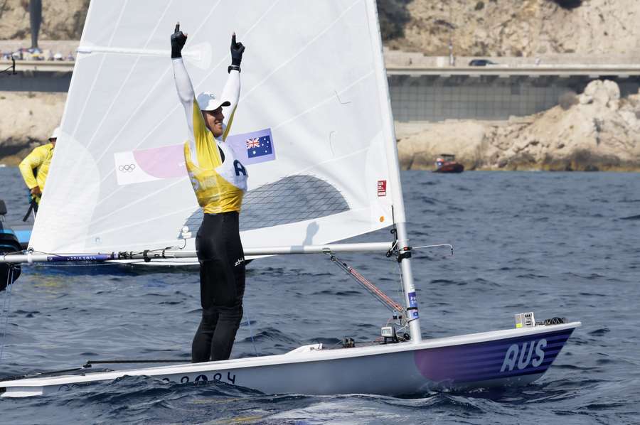 Matt Wearn na het winnen van de medalrace