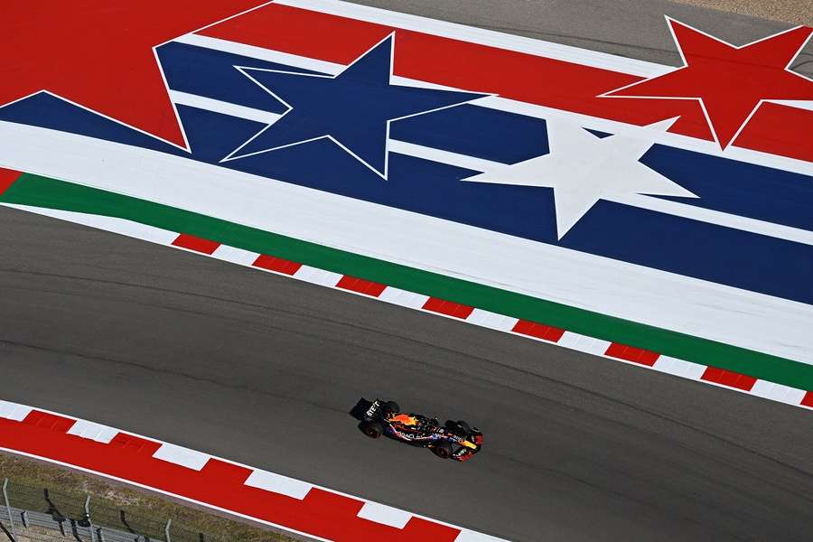 Max Verstappen op het circuit in Austin, in de Amerikaanse staat Texas