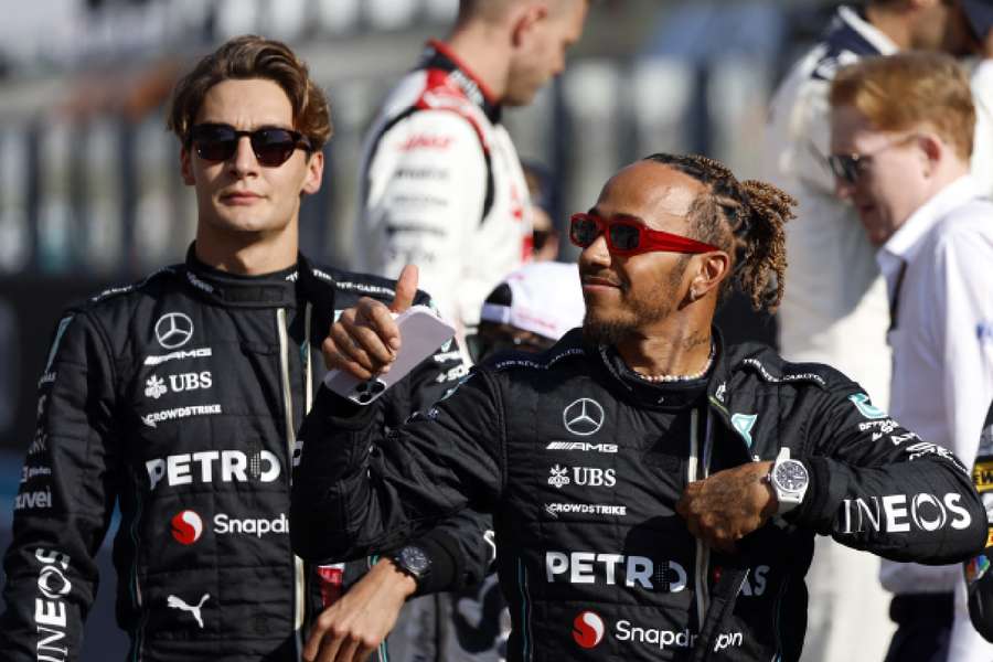 Hamilton and Russell before the race in Abu Dhabi
