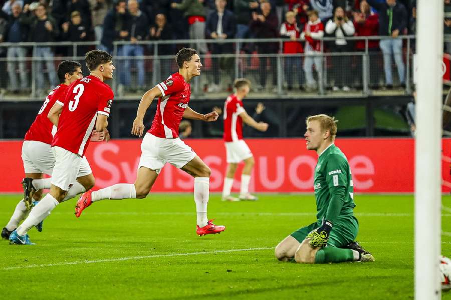 AZ Alkmaar celebrate taking the lead