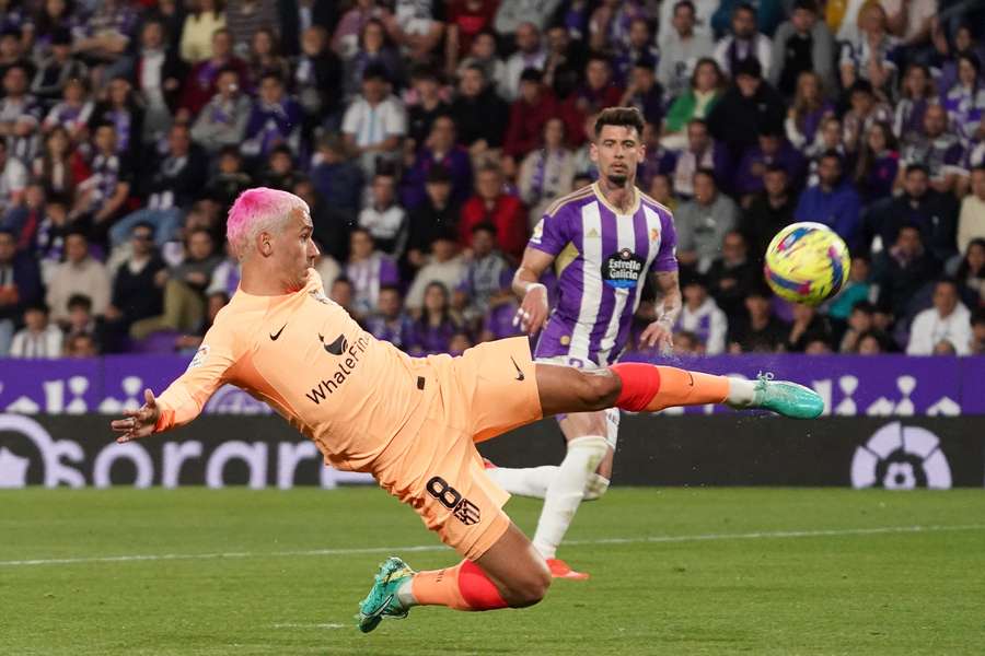 The pink-haired Griezmann in action against Valladolid