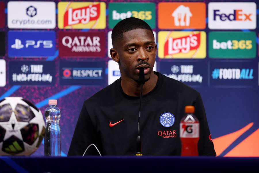 Ousmane Dembele speaking to media before the final.