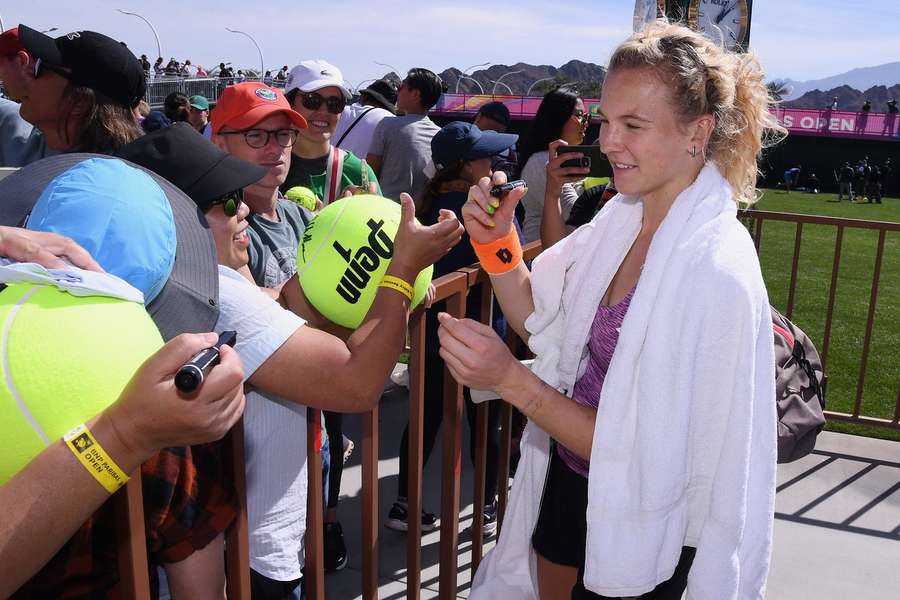 Vítězná radost. Kateřina Siniaková na turnaji v Indian Wells postoupila do druhého kola. 