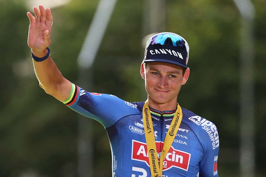 Mathieu van der Poel after winning a stage of the Tour de France Mathieu van der Poel after winning a stage of the Tour de France