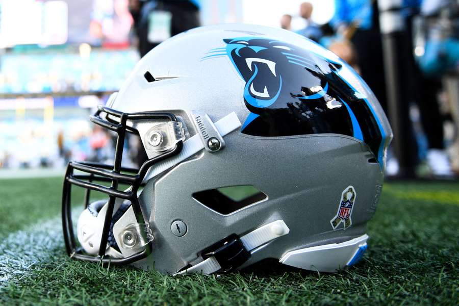 Carolina Panthers helmet on the ground during pre-game (2025)