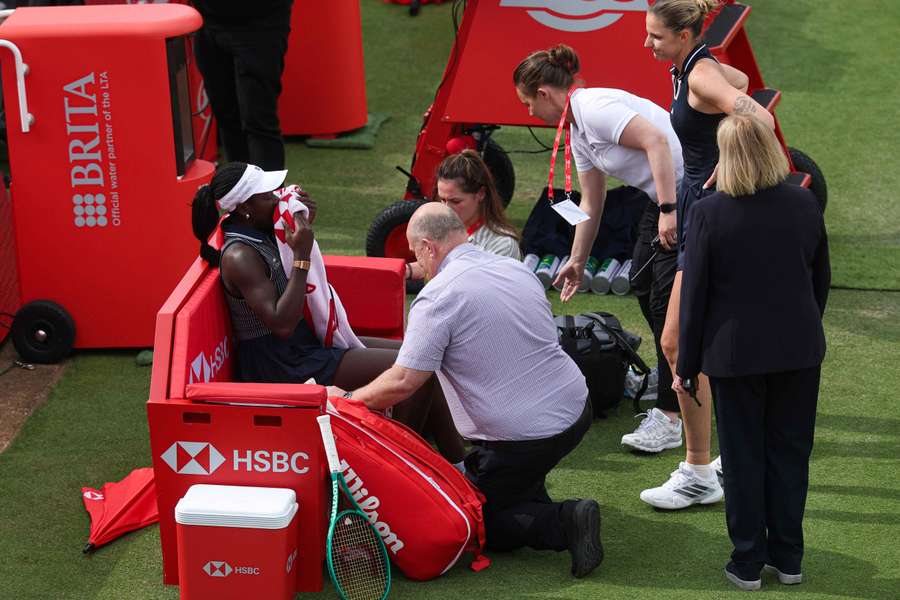 Victoria Mboko gets treatment for her injury Victoria Mboko gets treatment for her injury