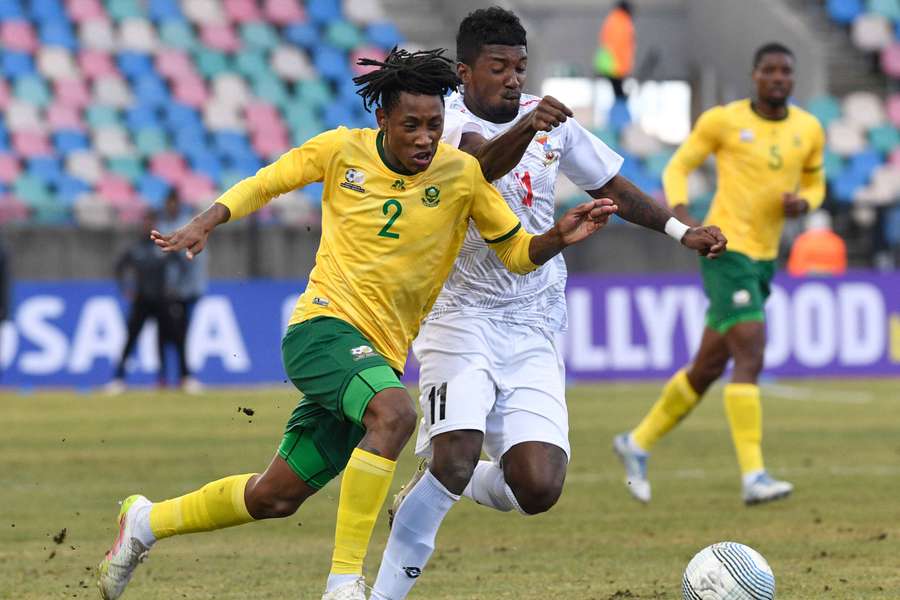 Puso Dithejane (in yellow) will join compatriot Mbekezeli Mbokazi at Chicago Fire