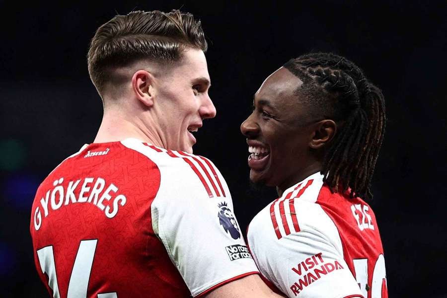 Gyokeres and Eze of Arsenal celebrate