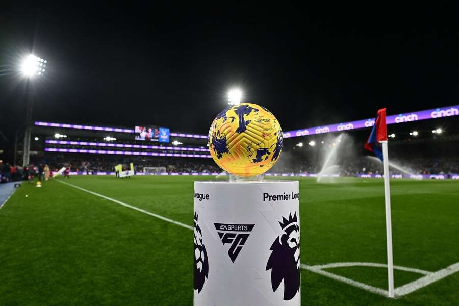 A close-up view of the official Premier League Nike ball for the match between Crystal Palace and Tottenham at Selhurst Park