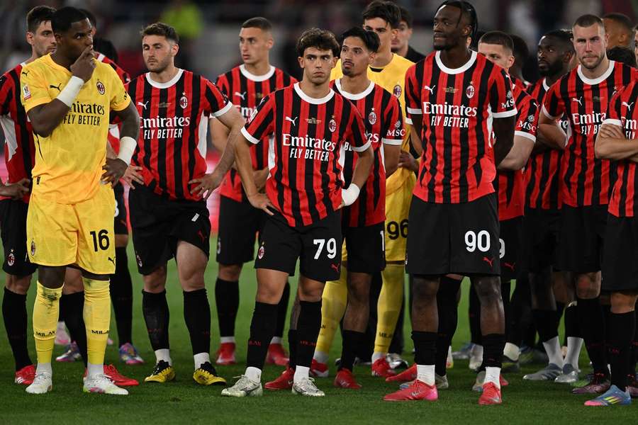 AC Milan players are disappointed after losing the Coppa Italia Final to Bologna FC on May 14th