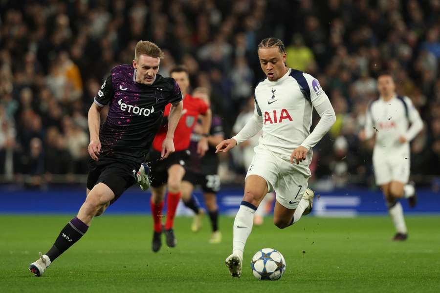 Xavi Simons scored Tottenham's final goal of a 3-0 win against Slavia Prague