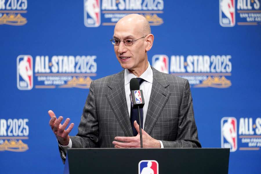 Adam Silver speaks in a press conference during All Star Saturday Night