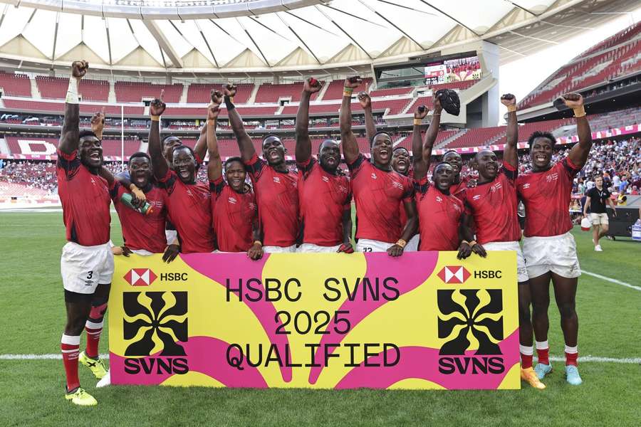 The Kenya squad celebrate after winning their qualifier