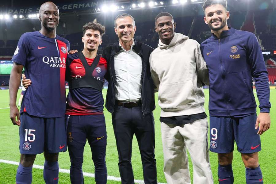 Pauleta com Danilo, Vitinha, Nuno Mendes e Gonçalo Ramos