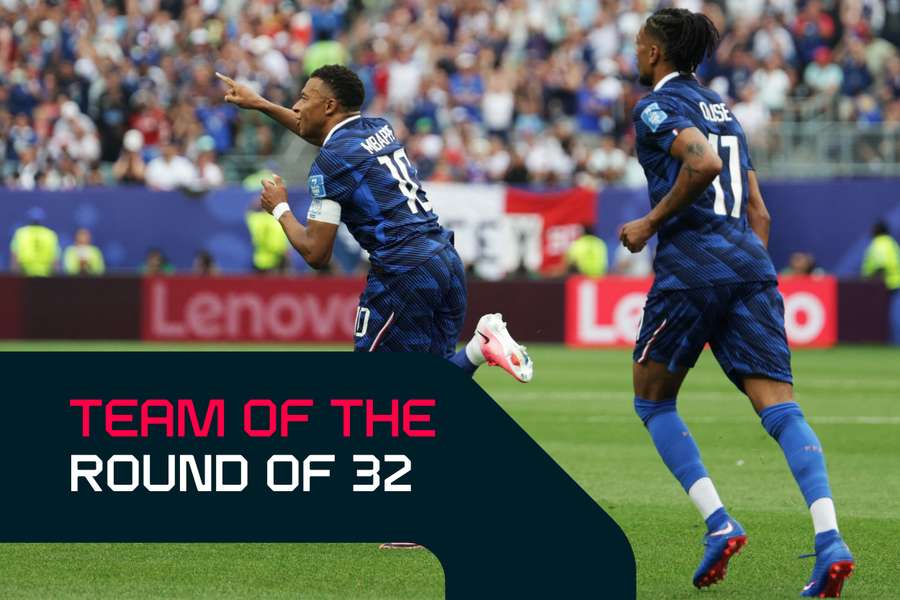 Kylian Mbappe and Michael Olise link up in our Round of 32 World Cup team. Kylian Mbappe and Michael Olise link up in our Round of 32 World Cup team.