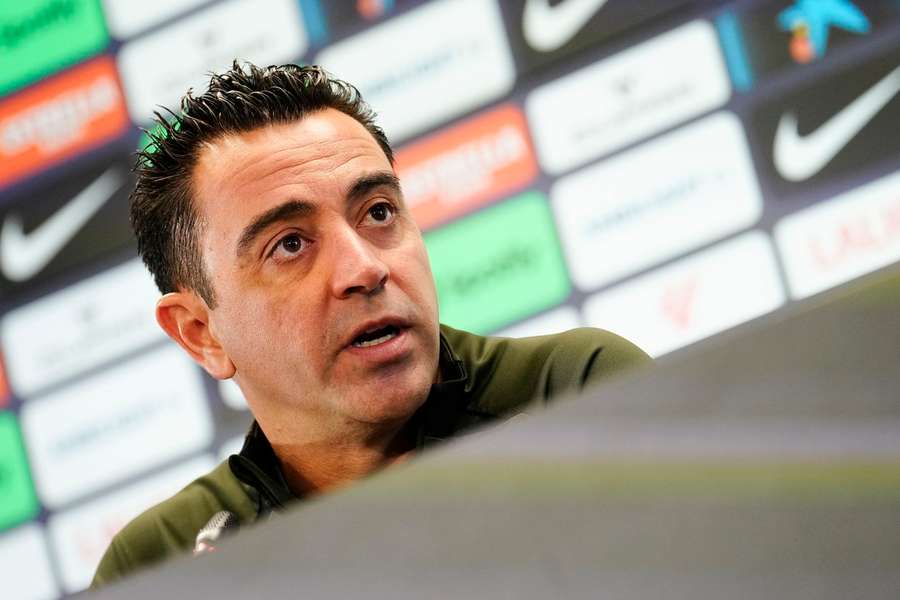 Xavi speaking during a press conference