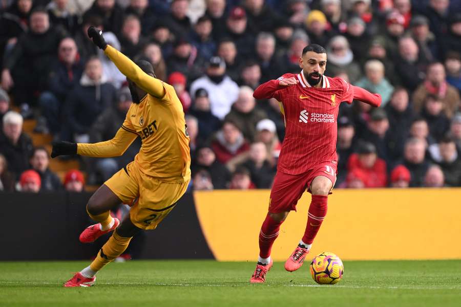Mohamed Salah (right) in action for Liverpool