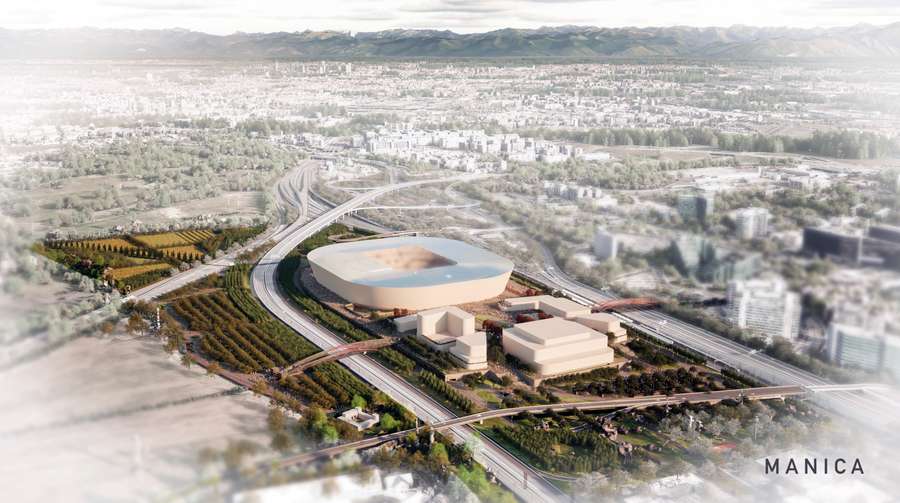 Prrzedwstępna wizja zagospodarowania terenu pod nowy stadion w San Donato