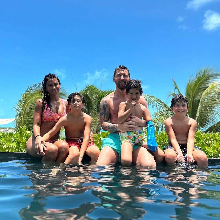 Messi de férias com a família