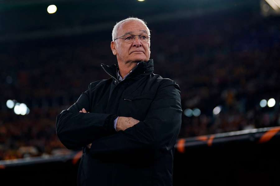 Roma manager Ranieri looks on from the touchline