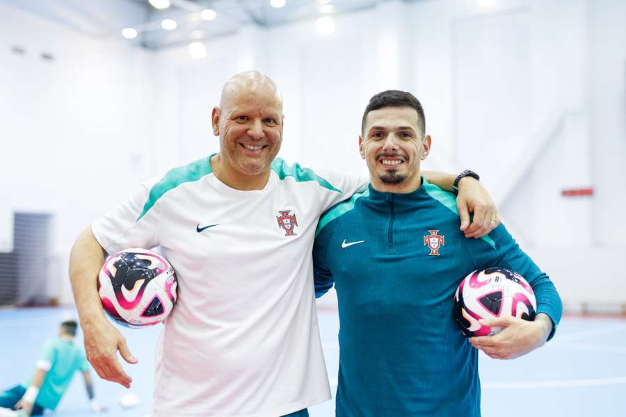 Jorge Braz e Nuno Coelho no treino da Seleção Nacional