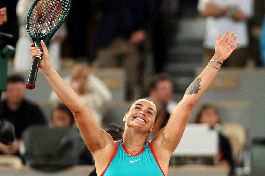 Sabalenka celebrates her win