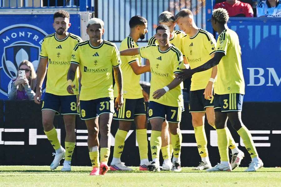 Nashville SC players celebrate goal ahead of winning Supports' Shield Nashville SC players celebrate goal ahead of winning Supports' Shield