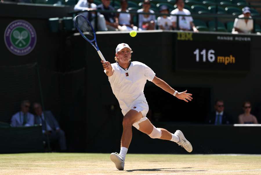 Cruz Hewitt in action during the Wimbledon boys' final Cruz Hewitt in action during the Wimbledon boys' final