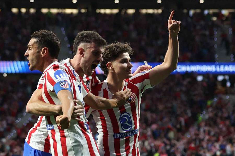 La gioia dell'Atleti dopo il pari di Alvarez