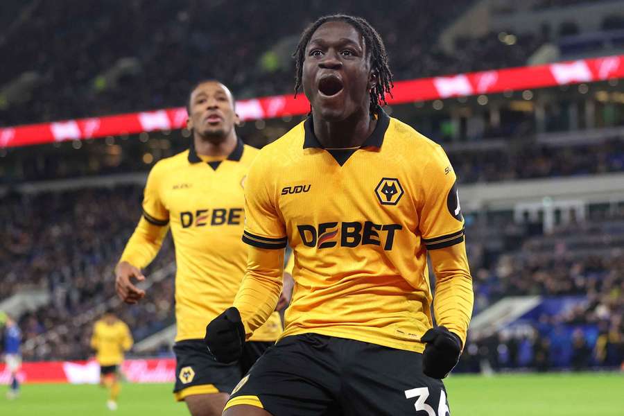 Mateus Mané celebrates scoring the equalising goal for Wolves