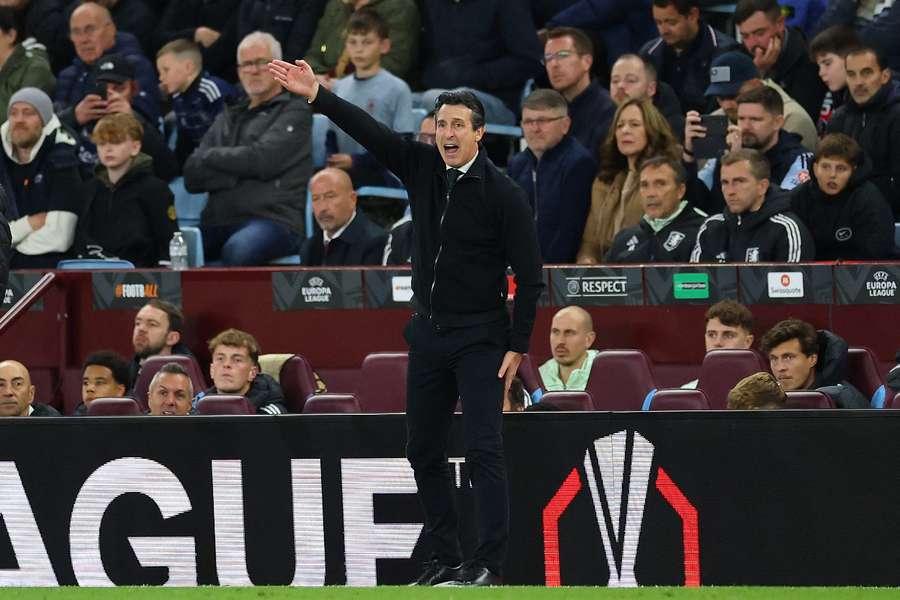 Unai Emery on the touchline for Aston Villa