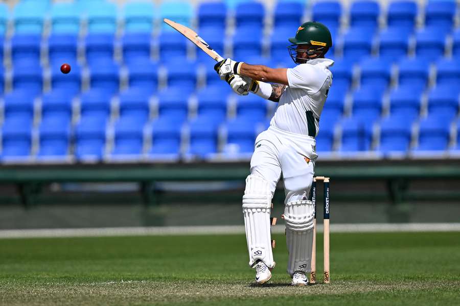 Jake Weatherald strikes a boundary during a Sheffield Shield innings against Western Australia.