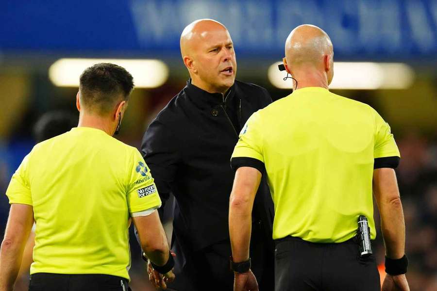 Arne Slot reacts at full-time