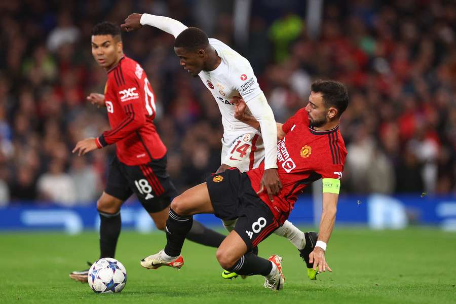 Manchester United's Bruno Fernandes in Champions League action