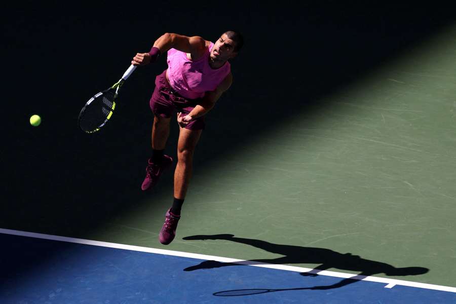 Carlos Alcaraz in action at Arthur Ashe Stadium Carlos Alcaraz in action at Arthur Ashe Stadium