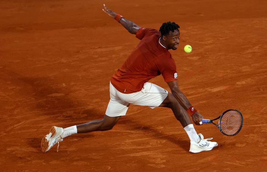 France's Gael Monfils in action during his first-round match against Bolivia's Hugo Dellien France's Gael Monfils in action during his first-round match against Bolivia's Hugo Dellien
