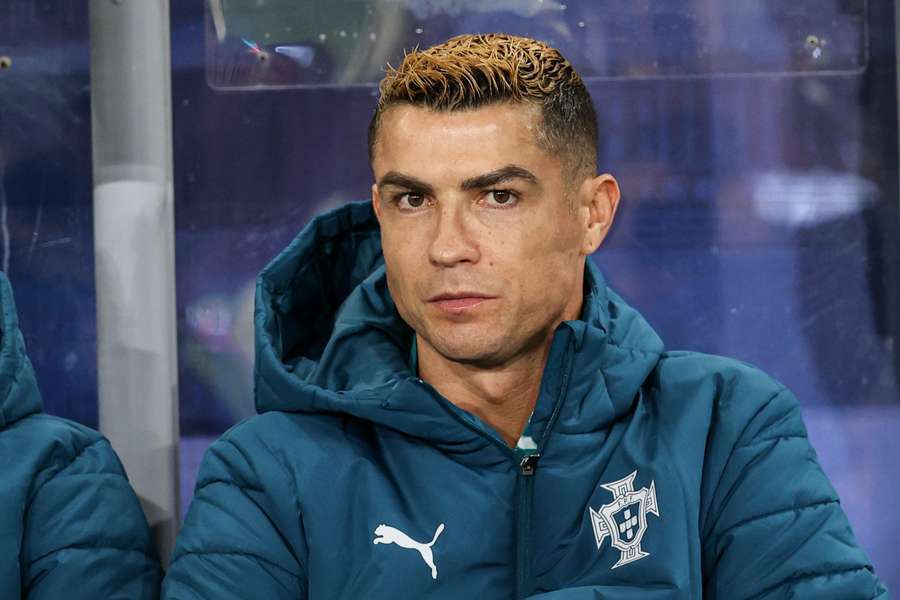 Portugal's Cristiano Ronaldo on the bench during the Nations League match against Norway