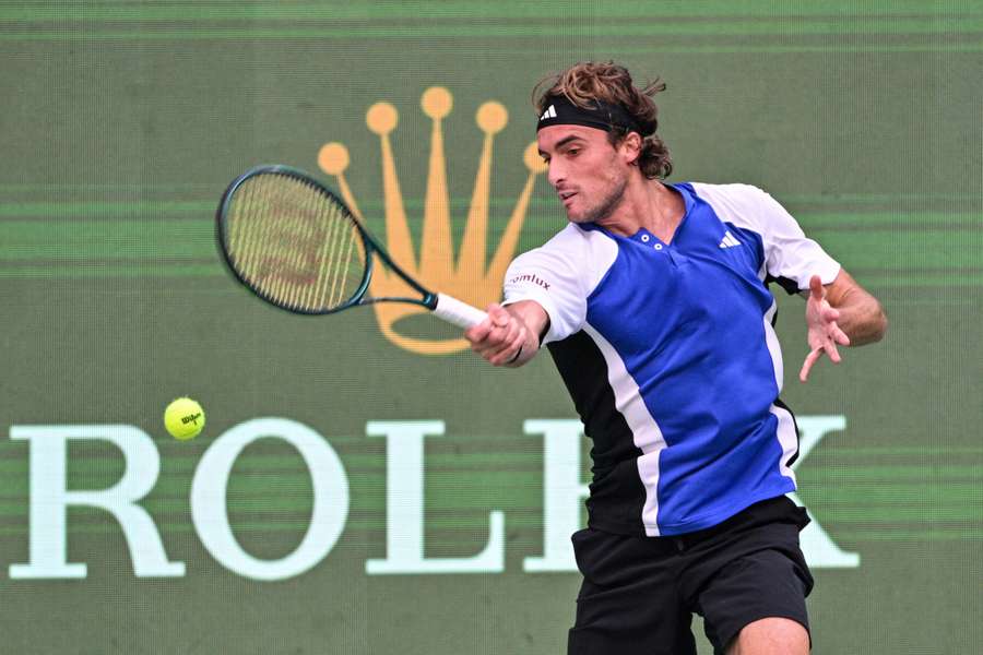 Tsitsipas in action in Shanghai