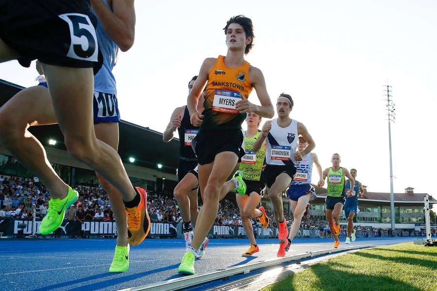 Cameron Myers races at the 2023 edition of the Laurie Plant Meet in Melbourne.