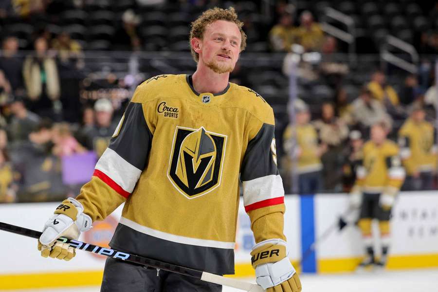 Vegas Golden Knights' Jack Eichel warms up before a game (2024)
